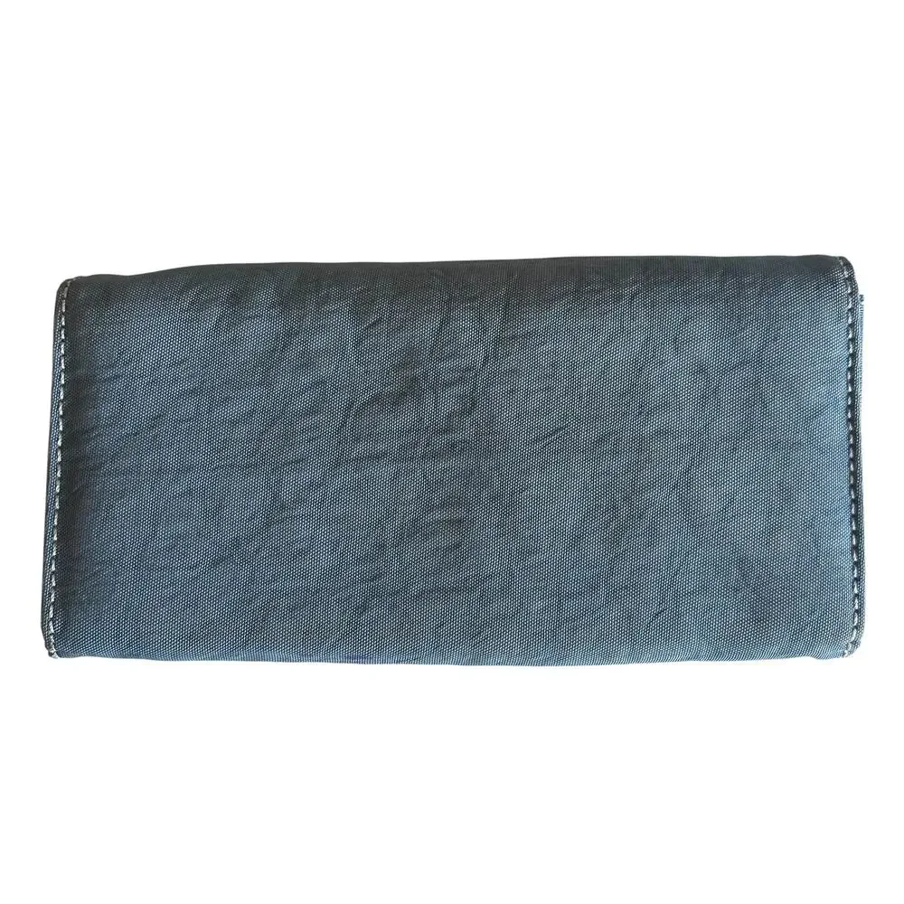 Kipling Teddi Wallet Dusty Blue Trifold Continental Nylon Envelope